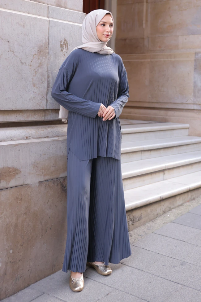 Füme Piliseli Sandy Tunik Pantolon Takım