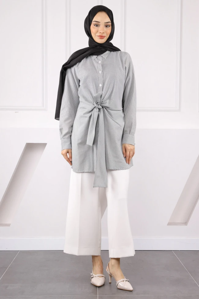 Füme Bel Bağlamalı Tunik