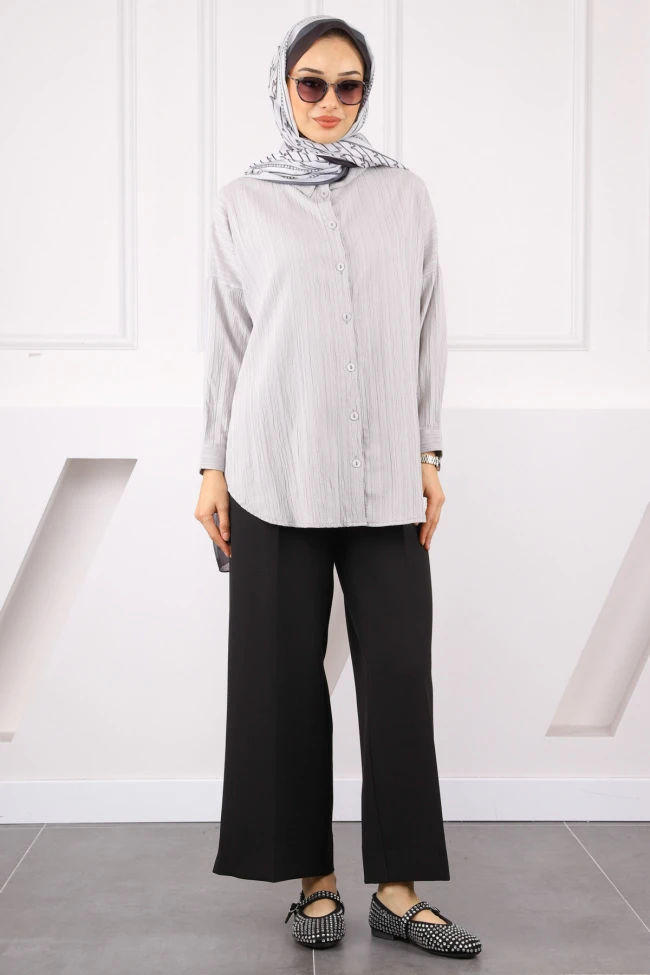 Gri Düğmeli Gömlek