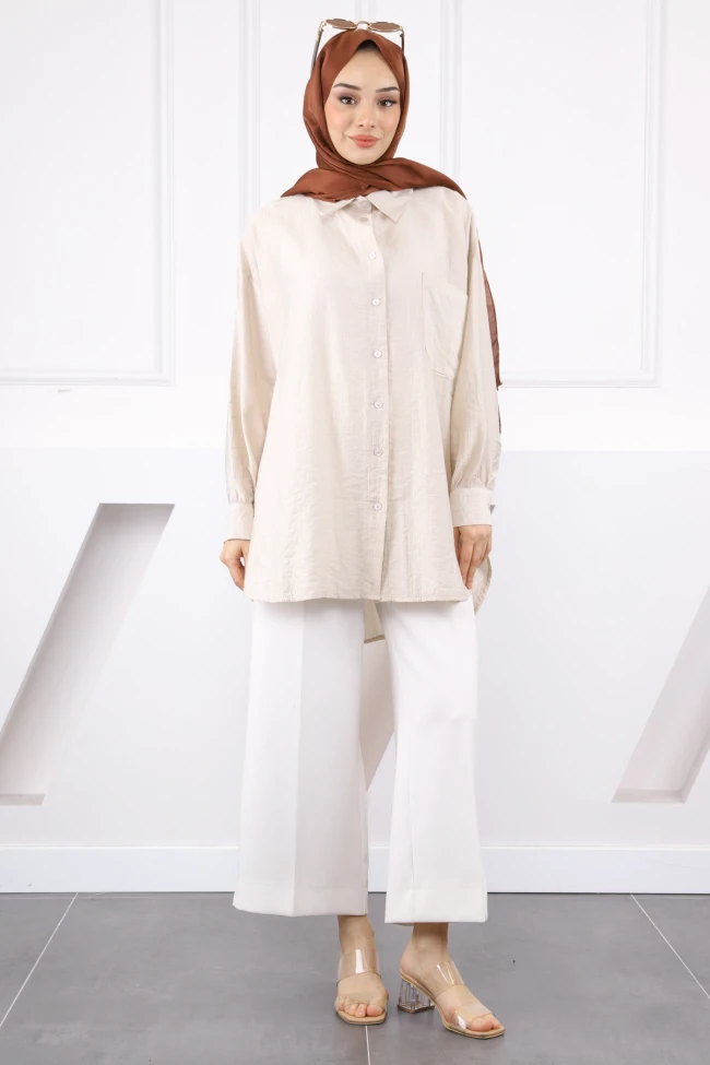 Taş Tek Cepli Salaş Gömlek