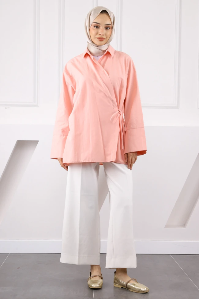 Gül Kurusu Yandan Bağlamalı Kimono