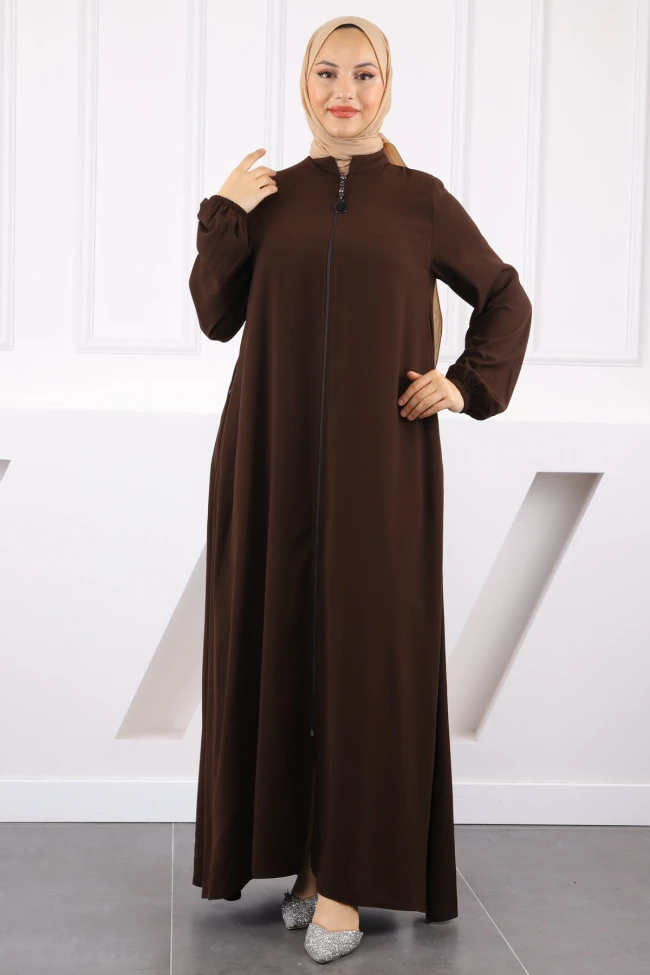 Kahverengi Kol Lastikli Ferace