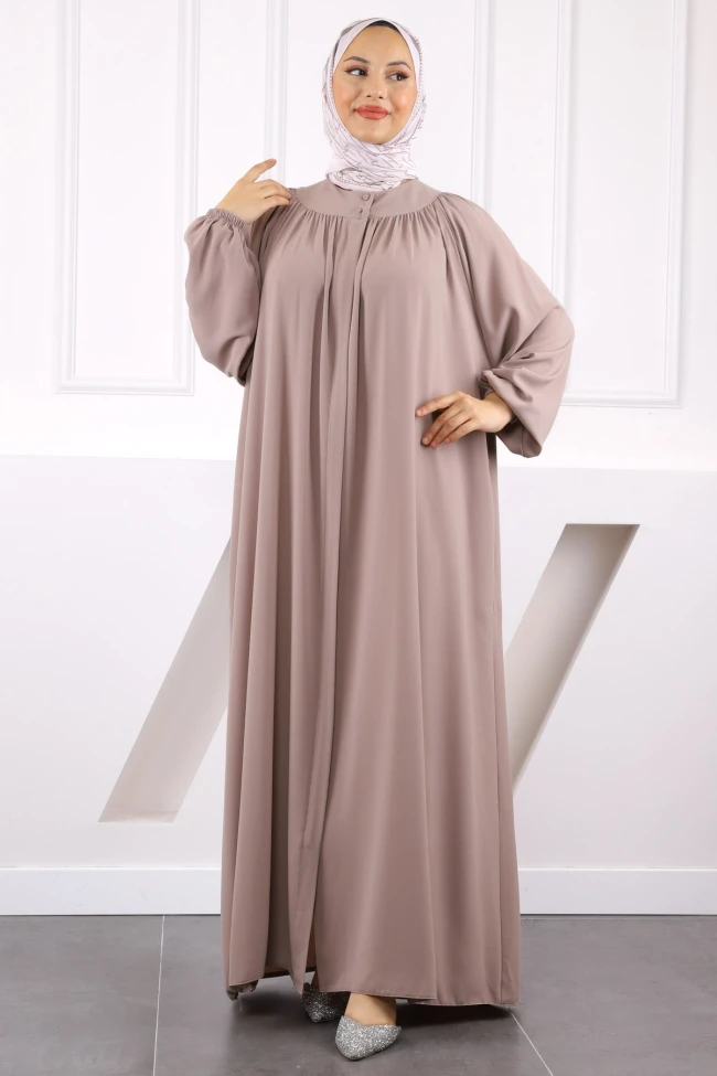 Vizon Kol Lastikli Fermuarlı Ferace