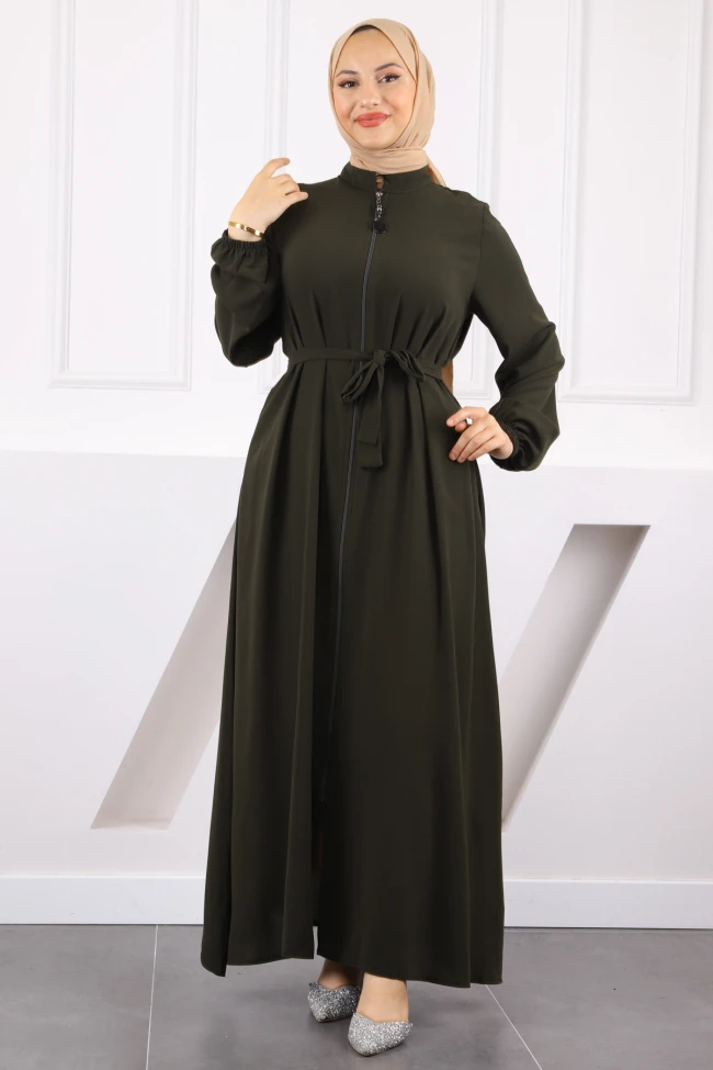 Zümrüt Yeşili Kol Lastikli Ferace