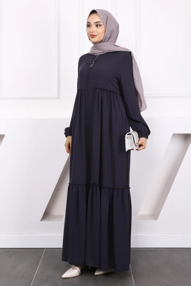 Füme Kol Lastikli Fırfırlı Ferace