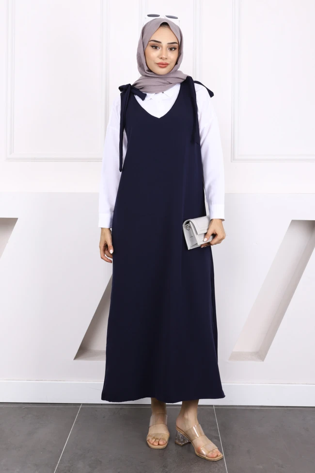 Lacivert Omzu Bağlamalı Jile