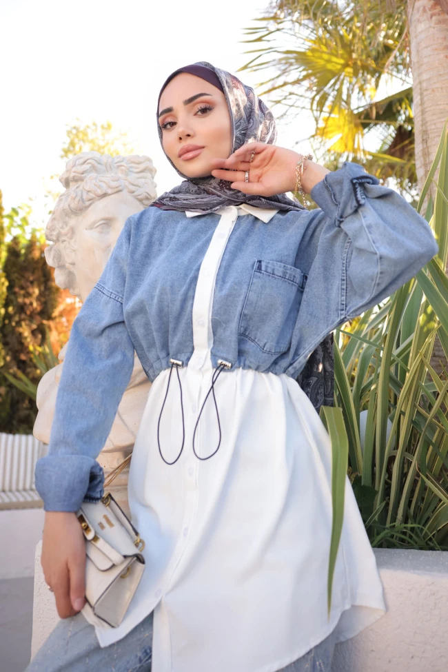 Mavi Kot Garnili Gömlek