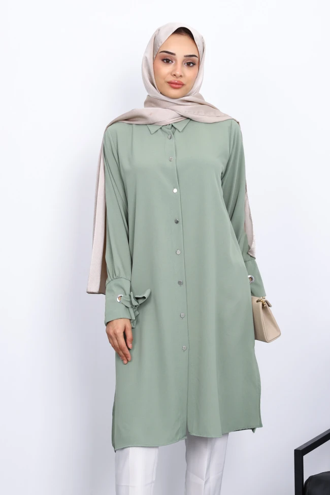 Haki Kol Bağlamalı Tunik