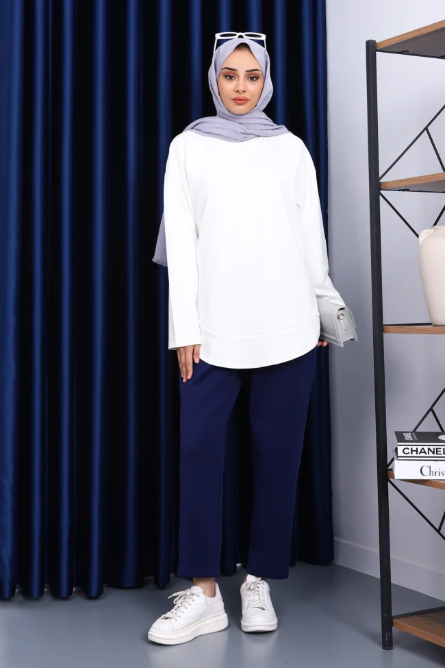 Ekru Bisiklet Yaka Modal Sweat