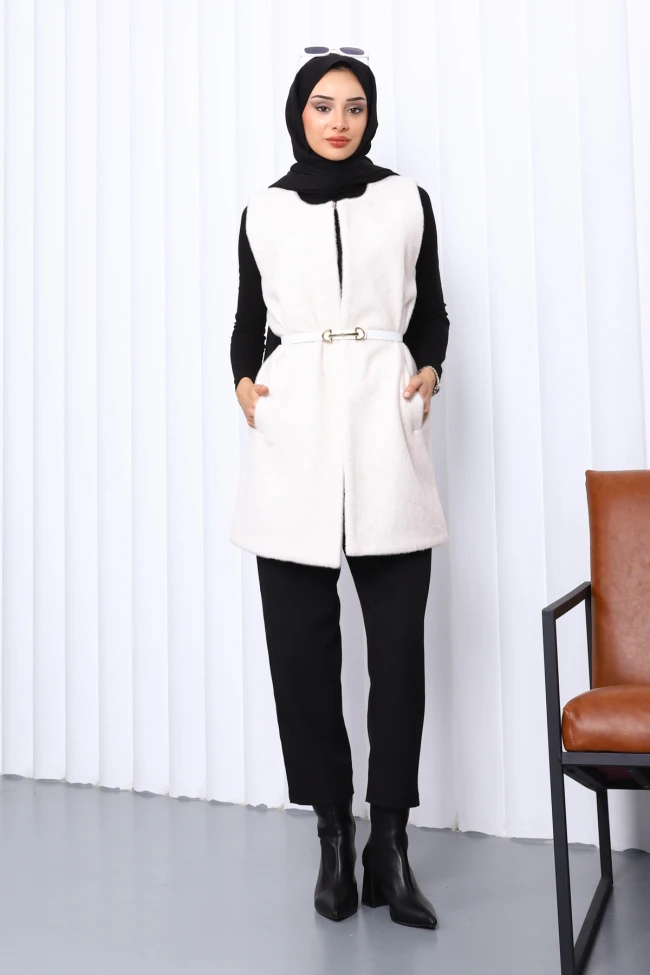 Taş Cepli Kürk Yelek