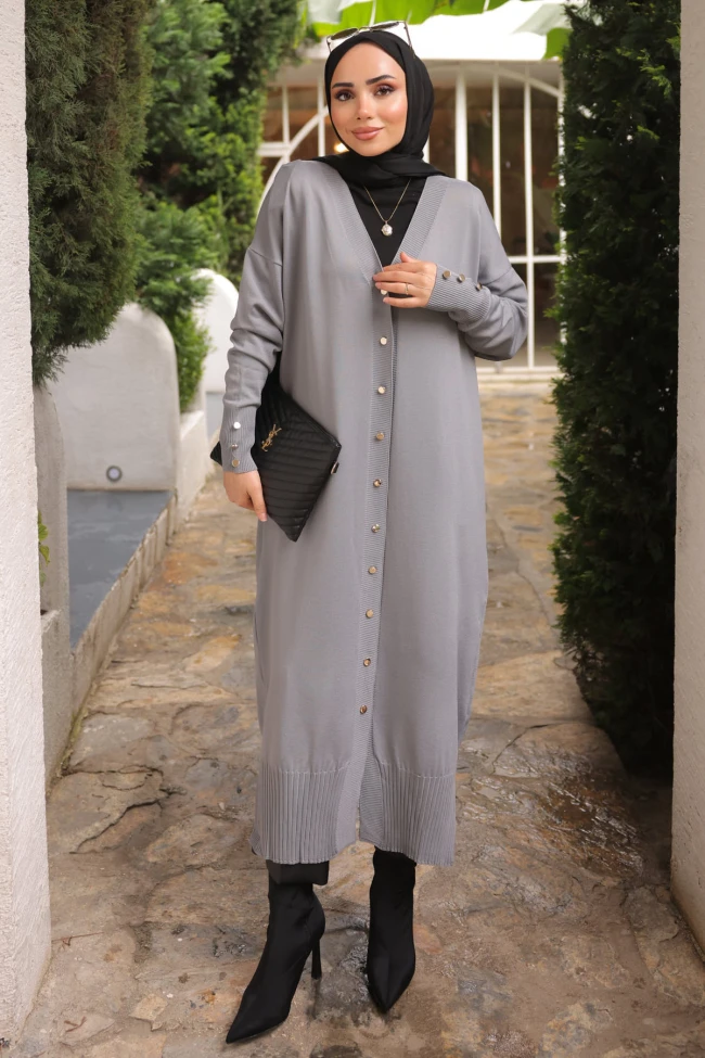 Füme Soğuk İplik Triko Hırka