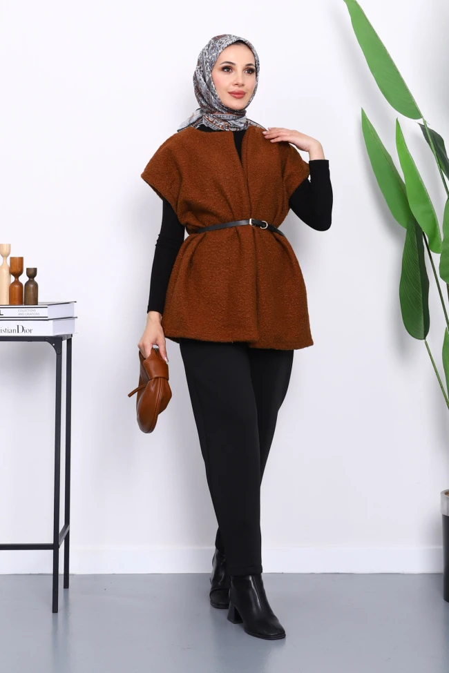 Kahverengi Bel Kemerli Orkide Yelek