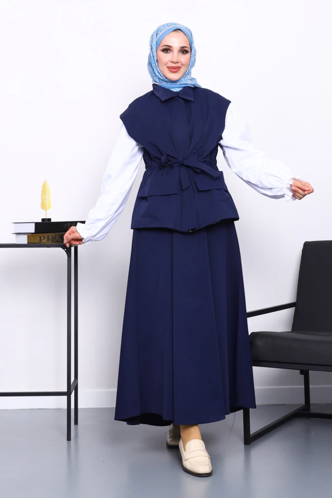 Lacivert Cepli Yelek Etekli Bondit Takım