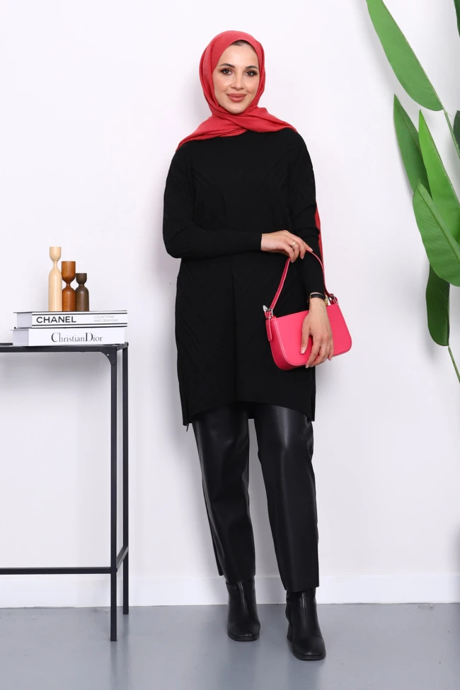 Siyah Soğuk İplik Triko Tunik