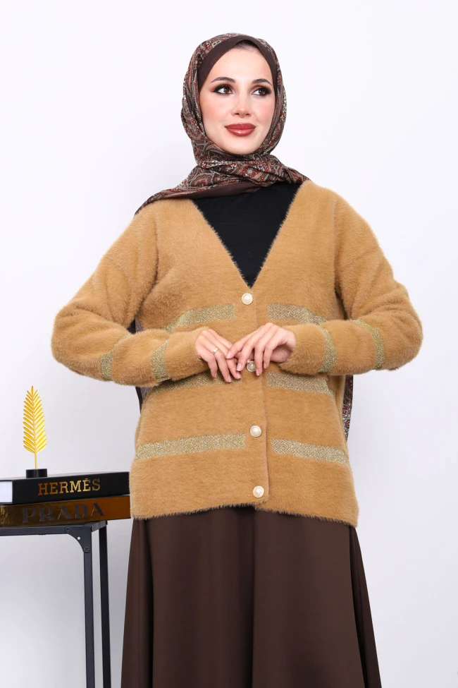 Vizon V Yaka Angora Yumoş Hırka