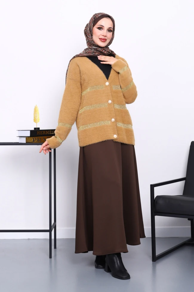 Vizon V Yaka Angora Yumoş Hırka