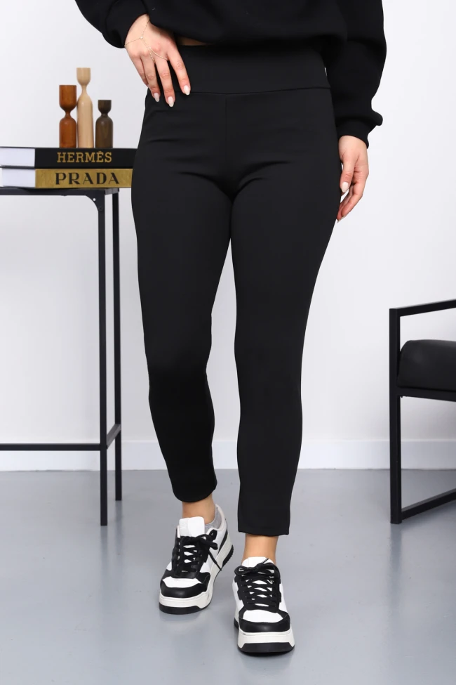 Siyah Yüksek Bel Şardonlu Dalgıç Tayt