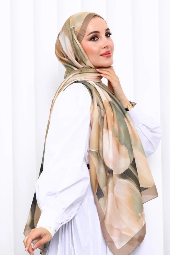 Vizon Desenli Soft Dijital Şal