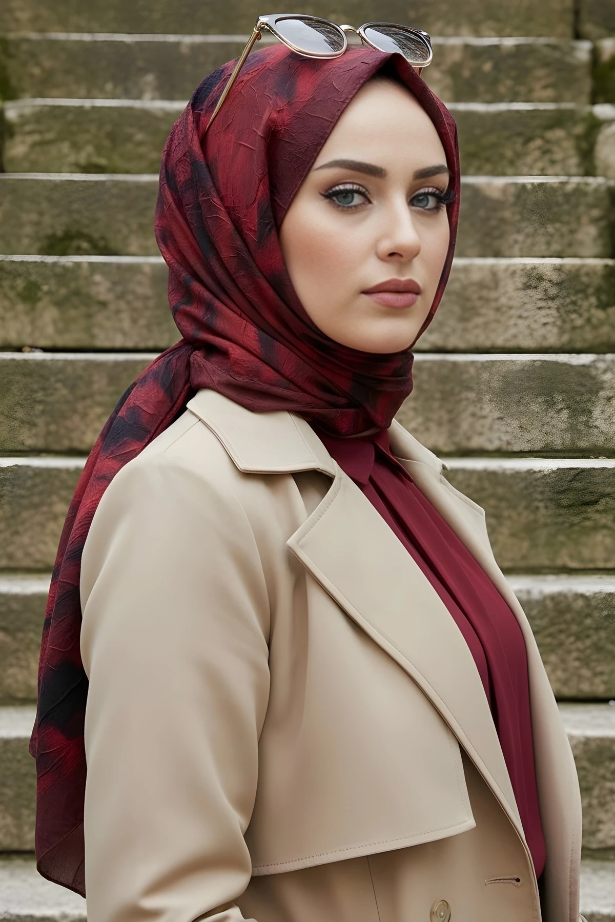 Bordo İpekhan Desenli Kraş Şal