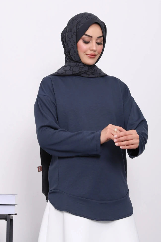 Füme Bisiklet Yaka Modal Sweat