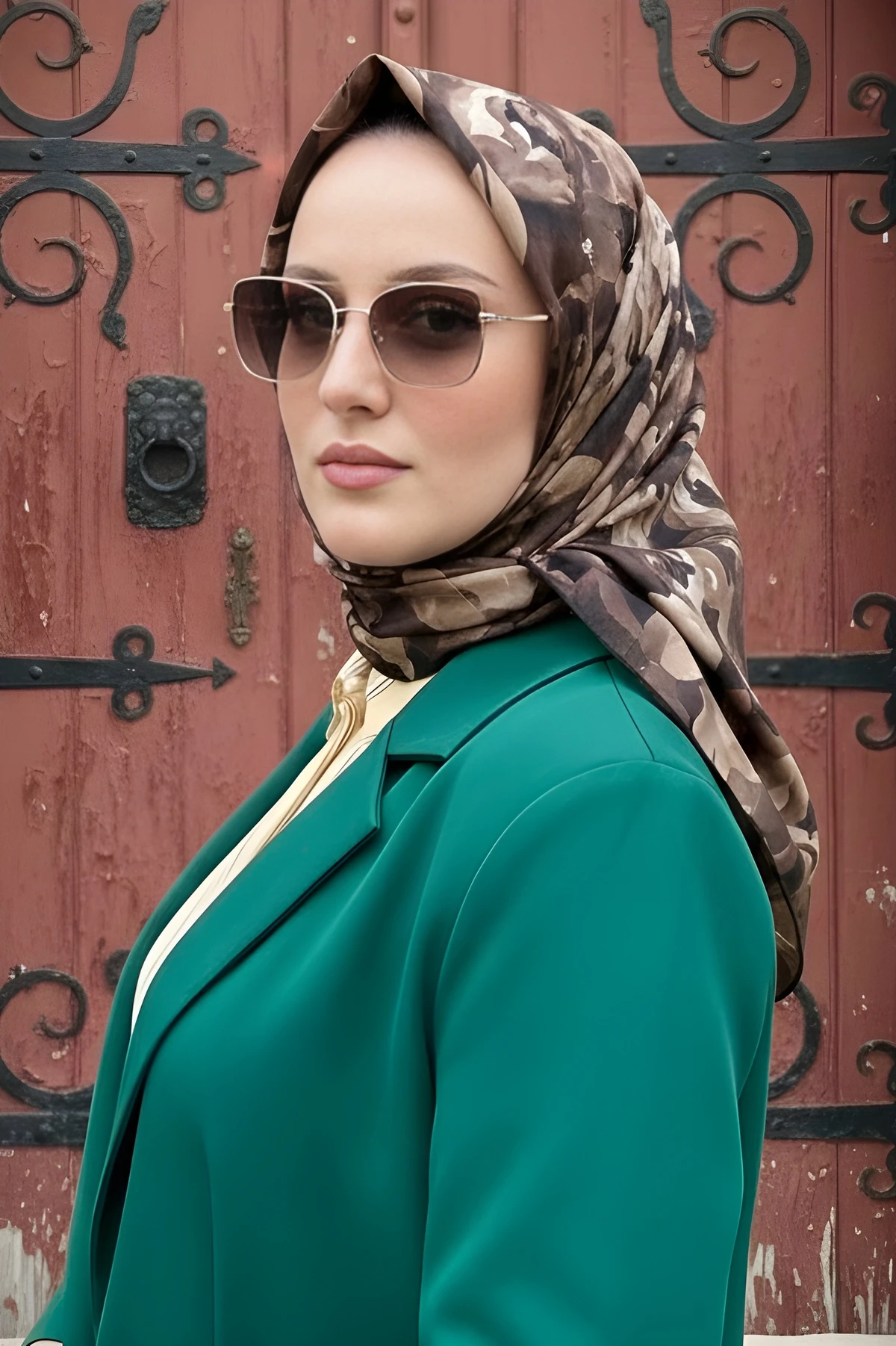 Kahverengi İpekhan Soft Dijital Pamuklu Eşarp