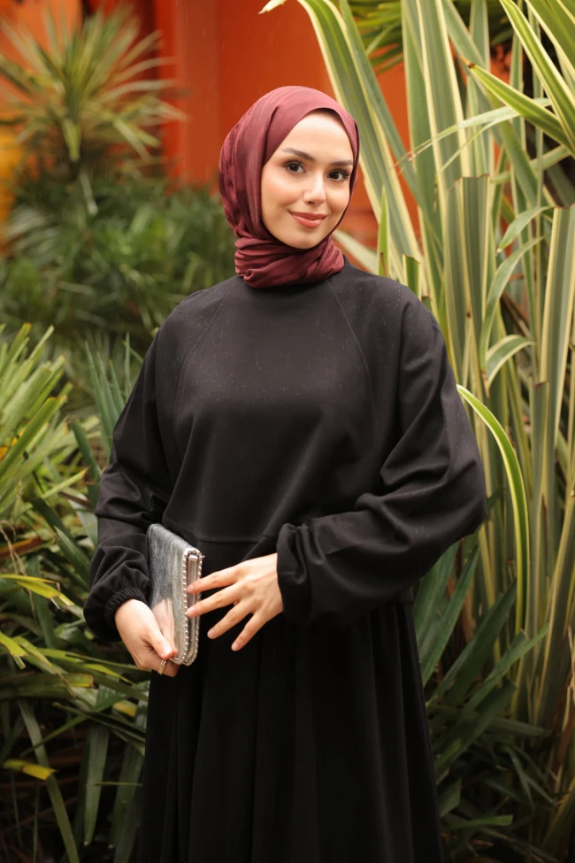 Siyah Oversize Sweat Etekli Modal Takım