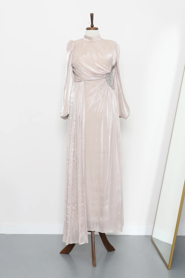 Taş Kolu Lastikli Taş Detaylı Abiye