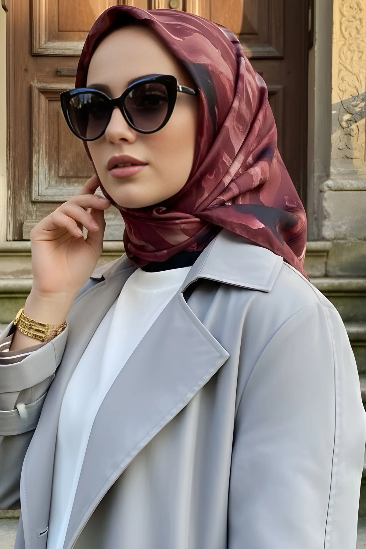 Bordo İpekhan Soft Dijital Pamuklu Eşarp