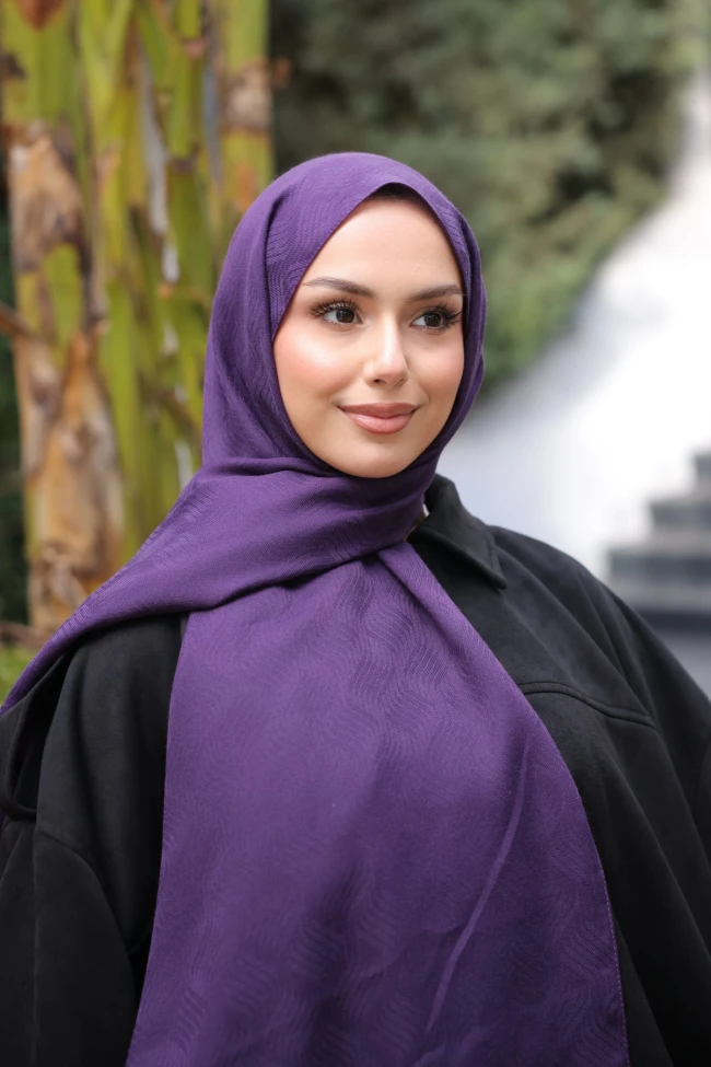 Mor İpekhan Pamuk Jakarlı Şal