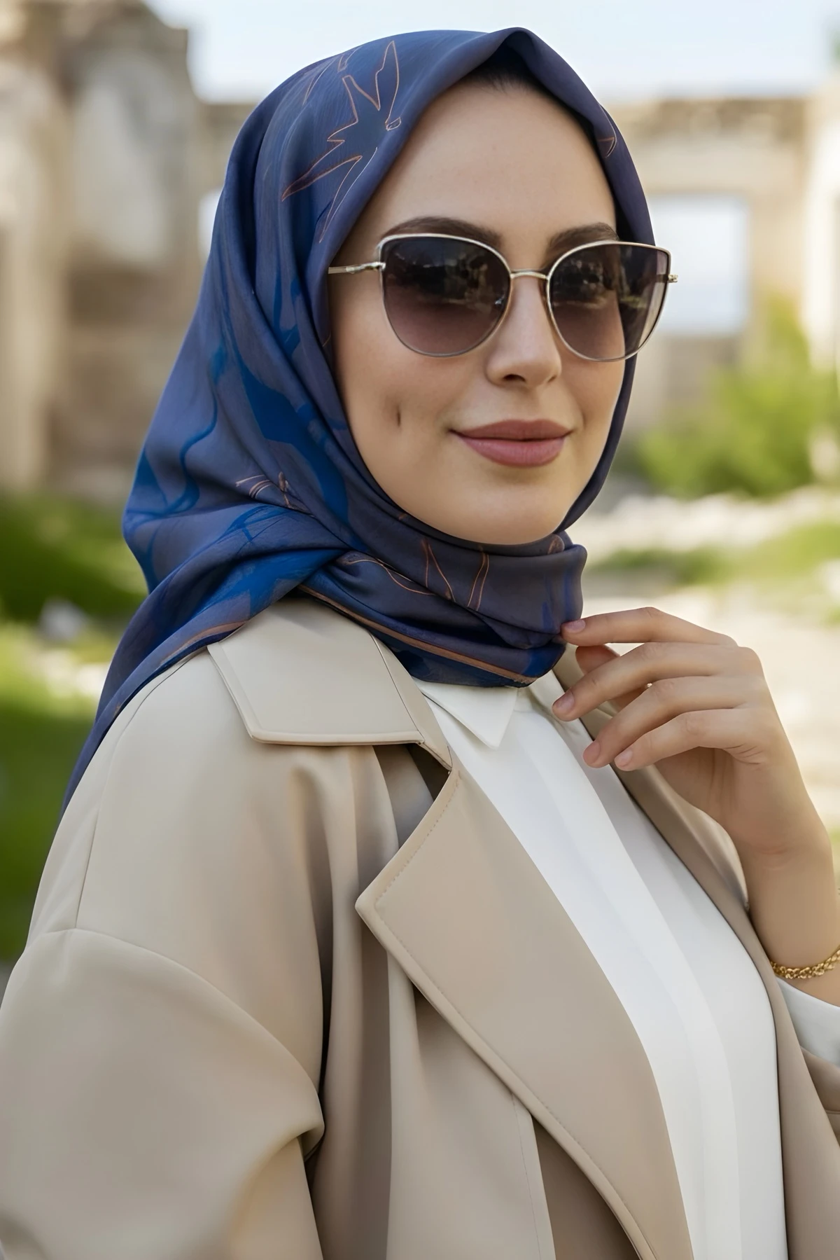 Mor Soft Dijital Pamuklu Eşarp