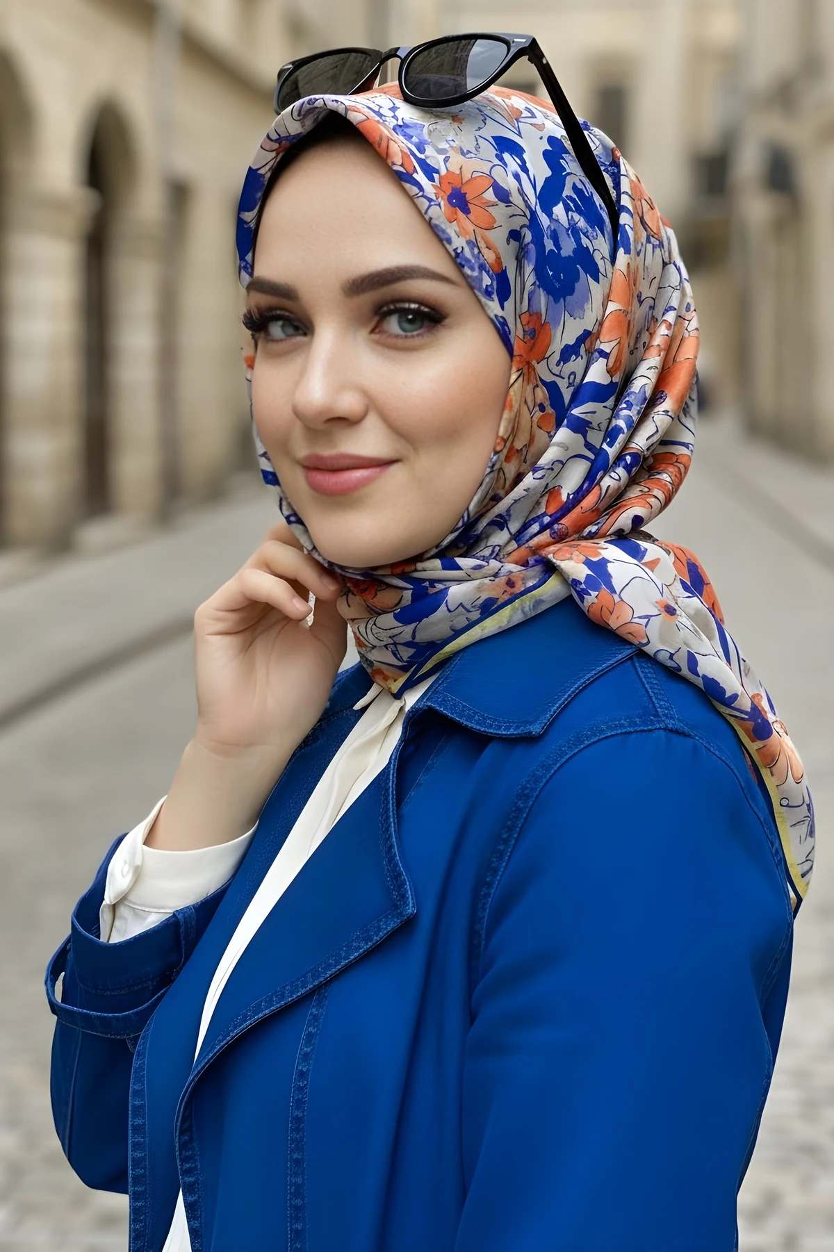 NarÇiçeği Lila Silk Home Soft Dijital Pamuklu Eşarp