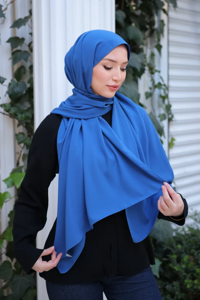 Saks Mavi Five Medine İpeği Şal