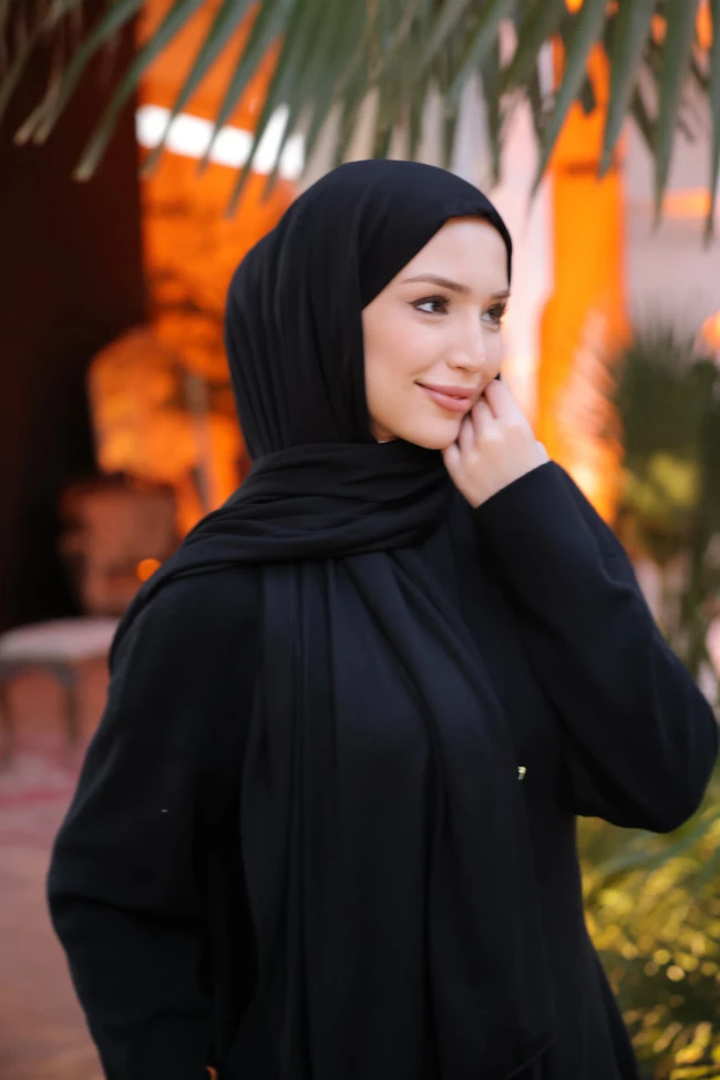 Siyah Cazz Scarf Penye Şal