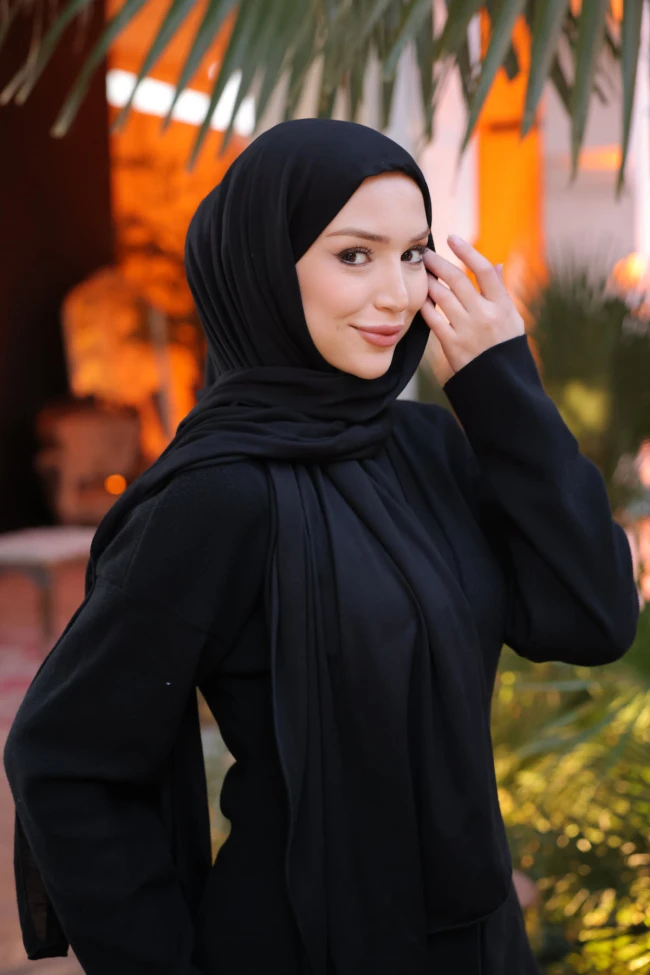 Siyah Cazz Scarf Penye Şal