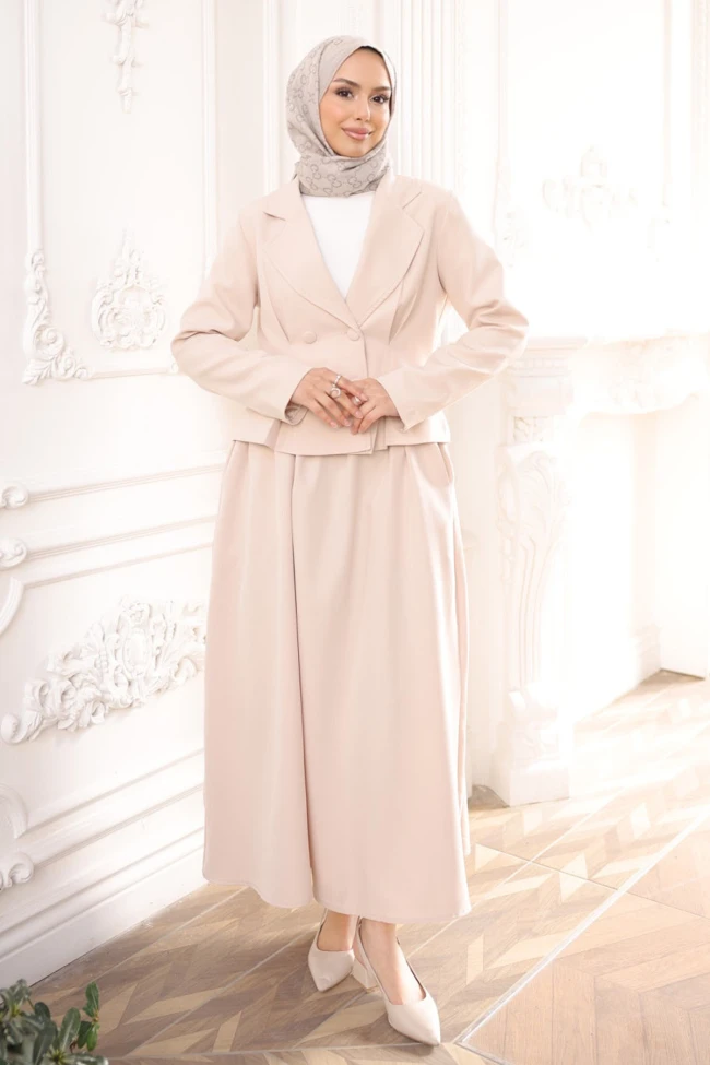 Bej Ceket Etekli Takım