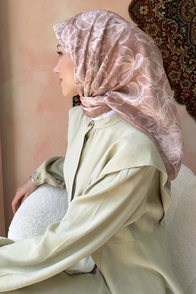 Bej Desenli Soft Eşarp