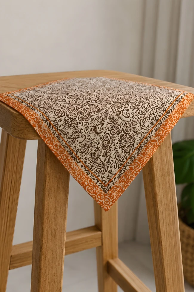 Turuncu Etnik Desenli Bandana