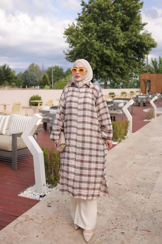Haki Ekose Uzun Salaş Tunik