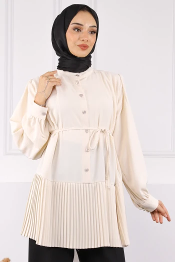 Taş Eteği Piliseli Bel Kuşaklı Tunik