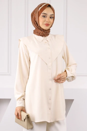 Bej Ön Detaylı Linda Tunik