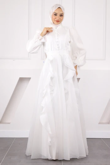 Ekru Balon Kol Abiye