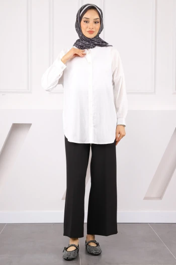Ekru Düğmeli Gömlek
