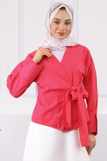 Fuşya Yandan Bağlamalı Gömlek