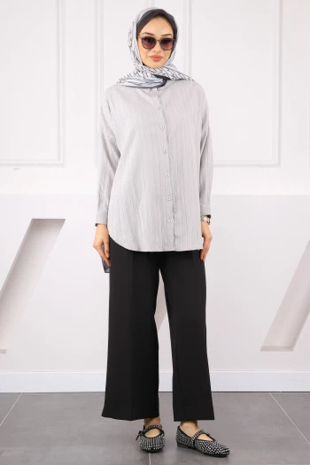 Gri Düğmeli Gömlek