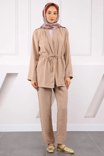 Vizon Beli İpli Ceket Pantolonlu Takım