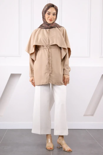 Vizon Pelerin Detaylı Hakim Yaka Gömlek