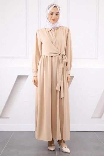 Vizon Yan Bağlamalı Linda Elbise