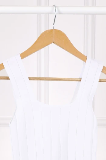 Ekru Fitilli Kare Yaka Bluz