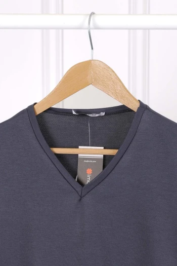 Füme V Yaka Kısa Kol T-Shirt