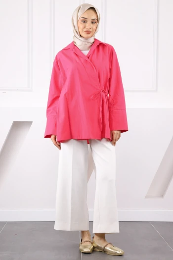 Fuşya Yandan Bağlamalı Kimono